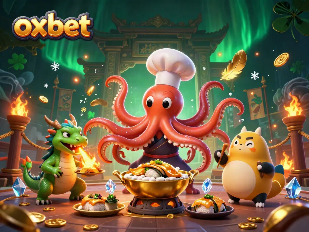 Engage with exciting games at OXBET, featuring dynamic casino illustrations with vibrant characters.