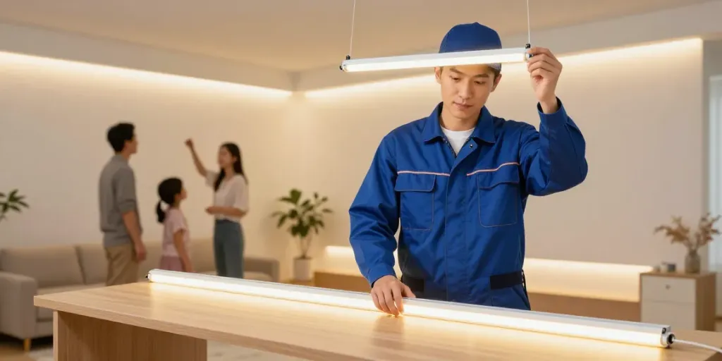Banda LED 220V montată de un profesionist, în serviciu local de calitate, pentru iluminat optim.